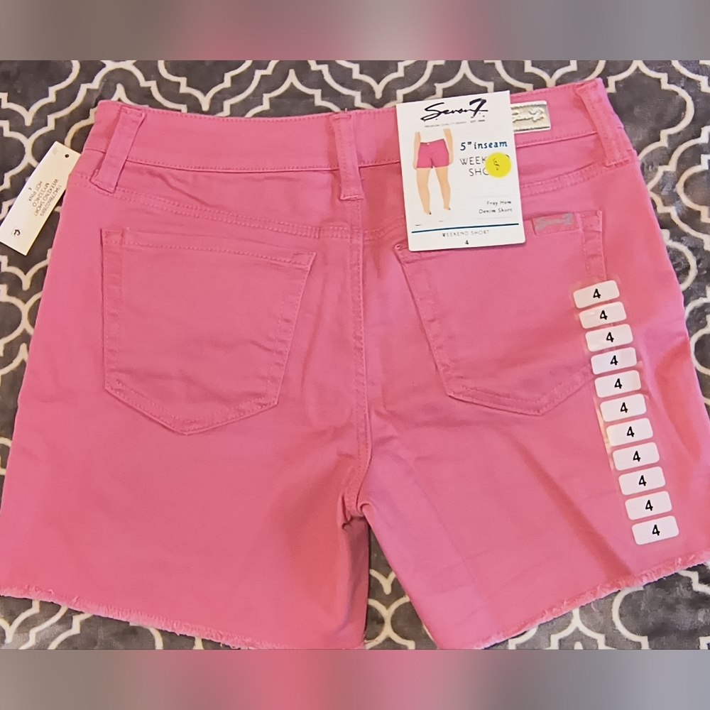 Seven 7 weekend short fray hem pink denim shorts size 4 women's
